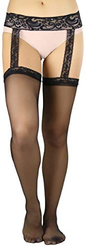 Image of ToBeInStyle Women's Attached Garter Belt Suspender Nylon Stocking Pantyhose