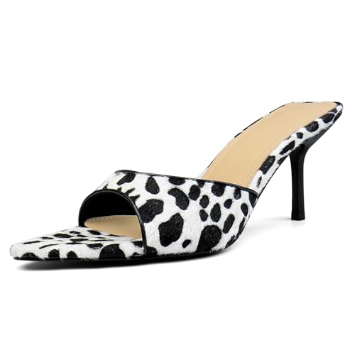 Leopard Kitten Heel Mules for Women - Pointed Toe, Open-Toe Dressy Heels