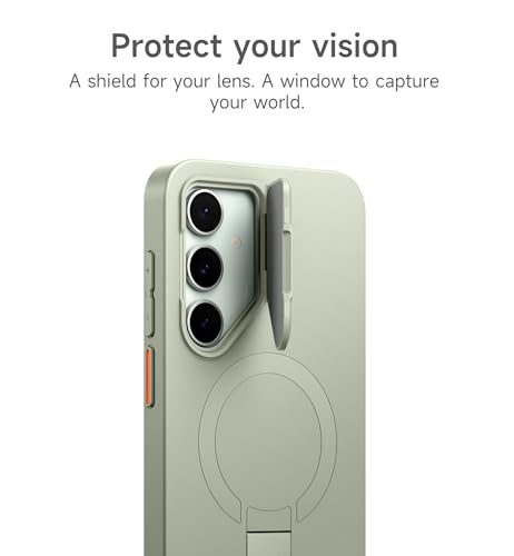 Image of SURITCH for Samsung Galaxy S24 FE Phone Case, Magnetic Protective Cover with Camera Cover & Adjustable Metal Kickstand for Galaxy S24 FE -Sage Green