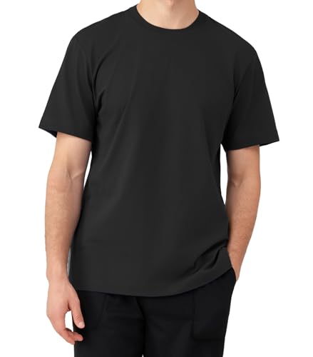 DAVID ARCHY Men's Heavyweight T-Shirt 260g Cotton Sorona Moisture-Wicking Shirts Stretch Side Slit Tees for Men 1-Pack