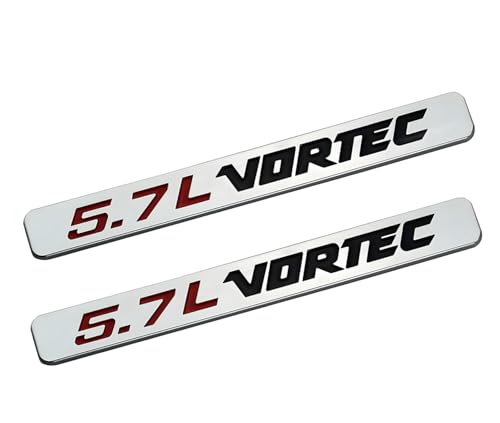 Image of 2pcs 5.7L Vortec Logo Hood Emblems Engine Badge 3D Decal Nameplate (Silver Red Black)