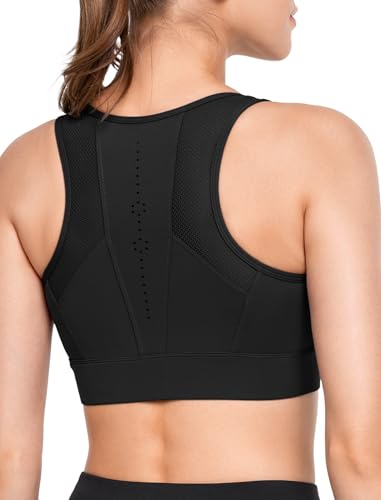 Soutien-gorge de sport grande poitrine brassière zippée devant running impact fort