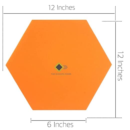 Image of YGM Acoustic Foams Professional Hexagon Acoustic Foam Panels, Absorption Panel, 12 X 12 X 1 inch High Density Edge Wall Tiles for Acoustic Treatment (Orange, Set of 10)
