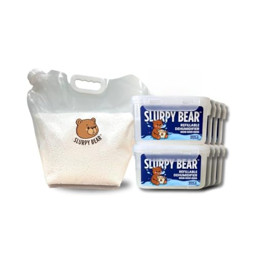 SLURPY BEAR Eco-friendly Dehumidifier Refill Moisture Absorber | Similar to Thirsty Hippo (Ocean Breeze Starter Pack)