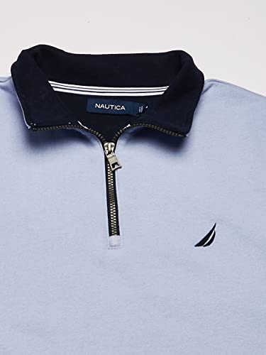 Nautica Men's Solid 1/4 Zip Fleece Sweatshirt Sweater, Linen Blue, Large - image 3