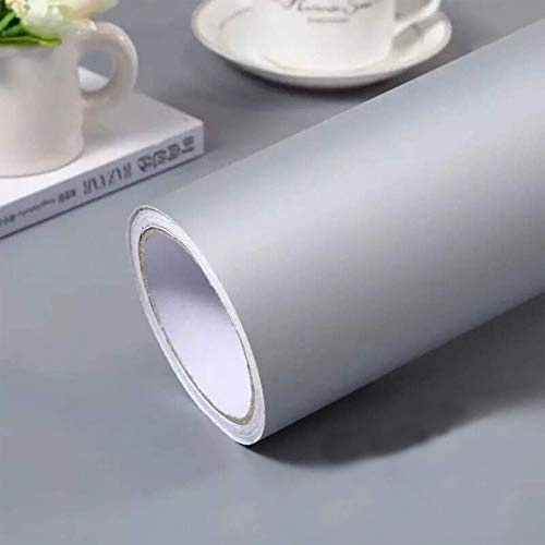 Image of Gray Self-Adhesive Wallpaper SelfA-dhesive Film Stick Paper Easy to Apply Peel and Stick Wallpaper Stick Wallpaper Shelf Liner Table and Door Reform 15.75 Inch by 393.7 inch