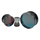 Mystic Metals Body Jewelry Pair of Iridescent Smokey Glass Double Flare Plugs (PG-577) (0g (8mm))
