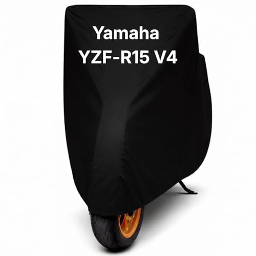Image of Bike Body Cover for Yamaha YZF-R15 V4 Waterproof & Dustproof Scooter Cover UV Resistant, Heat Resistant & All Weather Protection Heavy Duty Triple Stitched Two Wheeler Cover (Black)