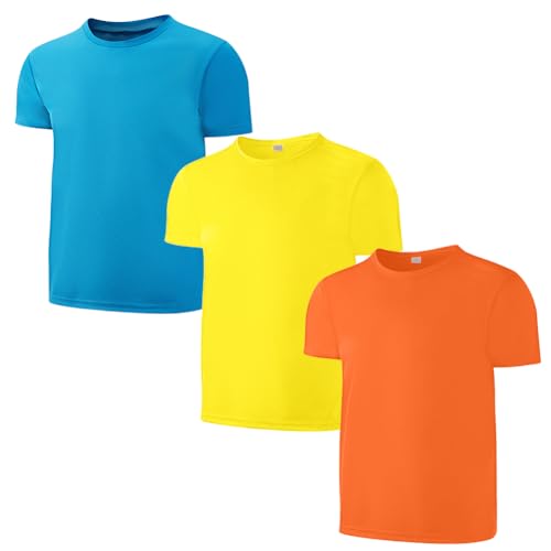 Recopilación de Ropa de Bádminton para Niño los mejores 5. 42 Paquete de 3 camisetas atléticas de malla para niños, niños, jóvenes, de ajuste seco, ropa deportiva para jóvenes, absorbe la humedad, de manga corta (edad de 4 a 15 años),...