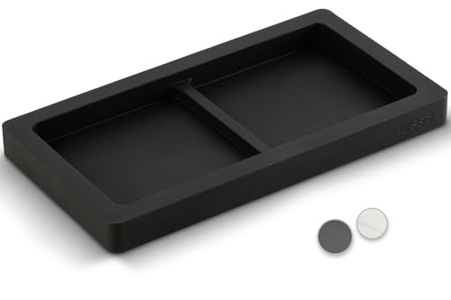 Countertop and Vanity Tray - Small Silicone Tray for Soap Dispenser Bottles, Bathroom Trays, Dish Soap Holder for Kitchen Counter, Sponge Holder for Kitchen Sink Caddy Organizer (Black) — view 3