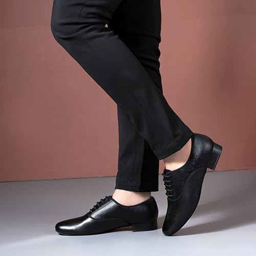SWDZM Men's Latin Dance Shoes Leather Lace-up Salsa Tango Ballroom Modern Professional Performance Practice Dance Shoes4