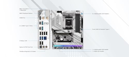Image of ASRock X870 Pro RS WiFi AMD Ryzen Socket AM5 ATX Motherboard USB4 DDR5 8000 MHz 256 GB SATA3 6.0 Gb /s
