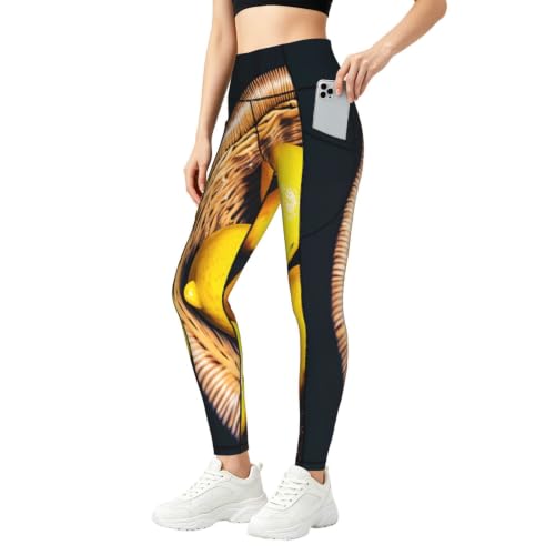 Pantalones de yoga deportivos Basket con estampado de limones y bolsillos para running