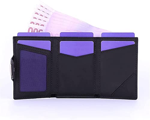 Card Wallets Minimalist Pop up Card Holder Wallet for Men Blocking Crazy Horse Leather Card Holder Zipper Coin Pocket Men Purse3