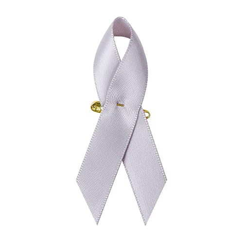 Image of 100 Pieces Grey Satin Awareness Ribbons with Safety Pins 1.4 x 3 inch