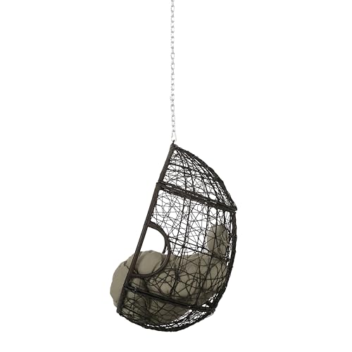 Image of Outdoor Swing for Balcony, Garden Single Seater Without Stand | Patio Hammock Jhula for Adults | Weather Resistant Wicker Hanging Egg Swing Chair