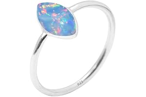Light Blue Opal Stone Ring: Sterling Silver Statement Ring