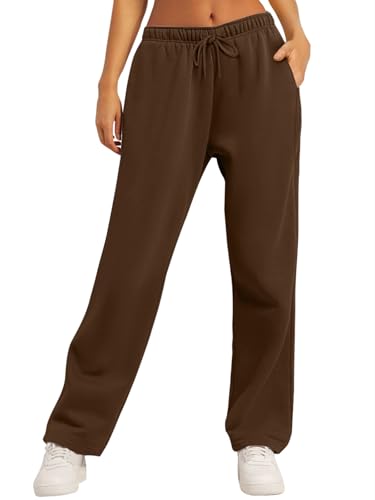 Image of AUTOMET Women's Straight Leg Sweatpants Fleece Lounge Pants | Fall Athletic Joggers with Pockets,Lightweight Soft Sweat Pants, Casual Gym Workout Pants