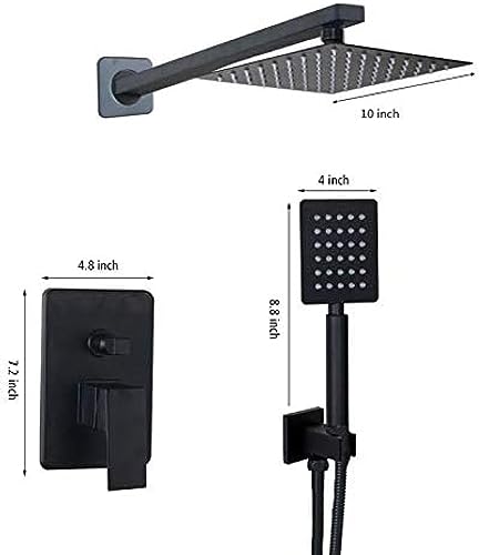 Ensemble de robinet de douche noir 10" avec pommeau LED et douchette