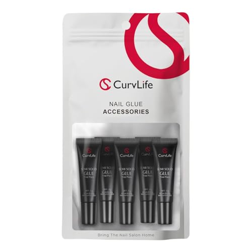 CurvLife Nail Tips Semi Solid Nail Glue 2g (5pcs) - Super Strong,...