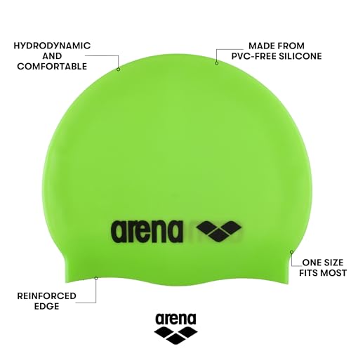 Image of Arena Classic Unisex Soft Silicone Swim Cap for Women and Men, Intensive Training Comfortable Non-Slip Long Hair Swimming Hat