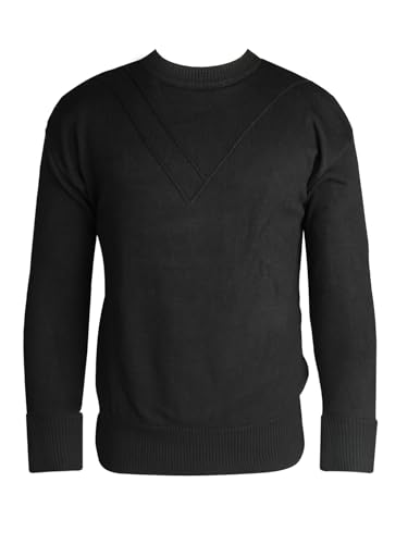 GHYUGR Men's Knit Sweater Pullover Casual Lightweight Slim Fit Tops,Black,L