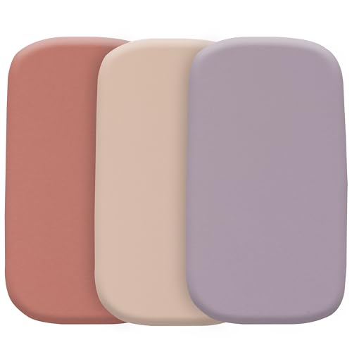 Image of Bassinet Sheets, Universal Fit 33 x 17, Mauve-Beige-Lavender, 3 Pack