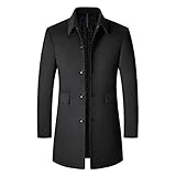 KAOROU Winterwolle Herren Wollmäntel Umlegekragen Mäntel Wollmischung Mäntel Oberbekleidung Trench (Color : Black, Size : XXL code)