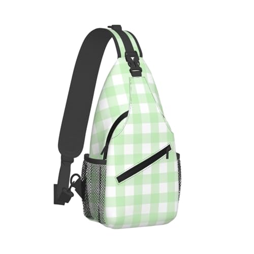 Sac à bandoulière vert clair avec sangle réglable et look à carreaux