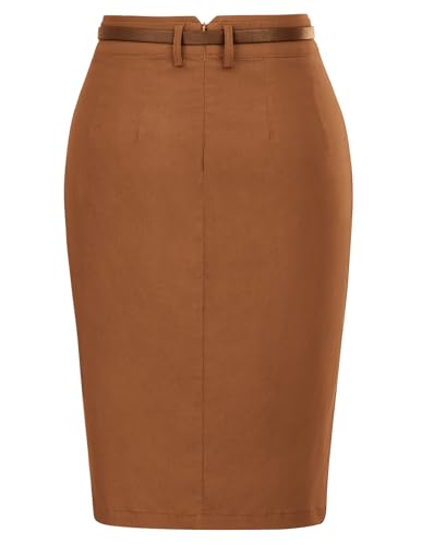 Kate Kasin Women's Bodycon Pencil Skirt with Belt Solid Color Hip-Wrapped - Image 4