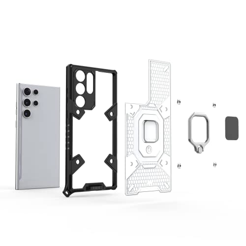Image of zivite TPU Tough Armor Bumper Back Case Cover For Samsung Galaxy S22 Ultra|Ring Holder & Kickstand In-Built|360 Degree Protection Back Case Cover For Samsung Galaxy S22 Ultra (Transparent)