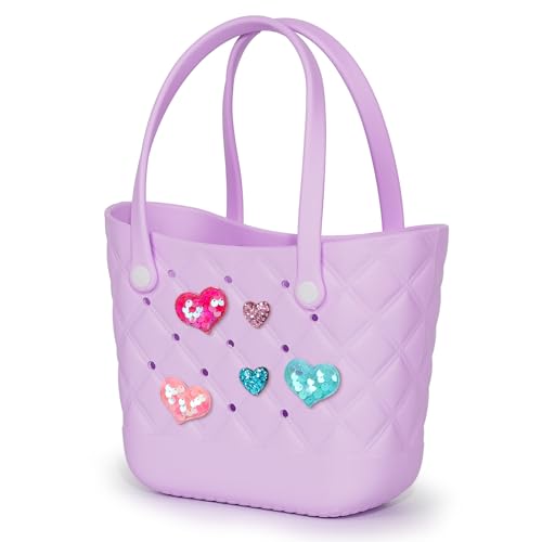Small Rubber Tote Bag with 5 Charms Cute Beach Tote Small Rubber Bags for Women