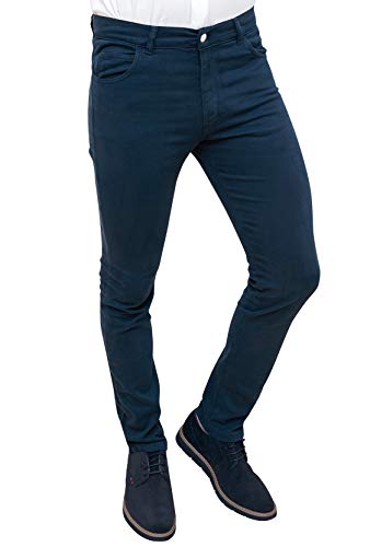 Pantalon homme hiver coton bleu coupe ajustée contre le froid