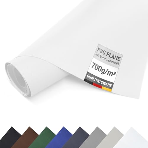 ANKO PLANEN PVC Abdeckplane 700 g/m² schwer wasserdicht UV-beständig reißfest – Matte LKW Plane für Garten, Industrie, Pool & Anhänger (Weiß, 2,5m x 3m)