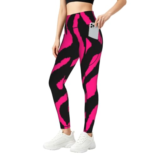 Pantalon de yoga femme de sport coupe originale baggy imprimé léopard tigre rose casual