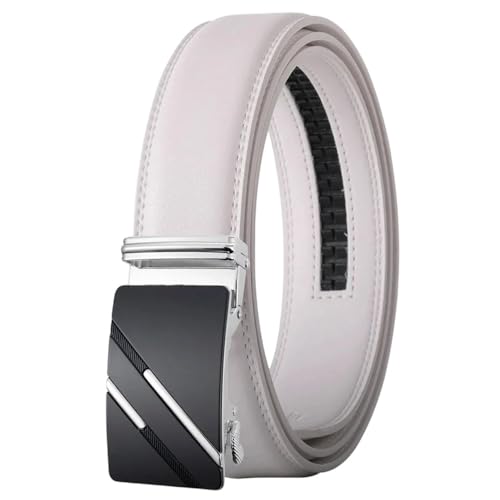 Men's Genuine Leather Automatic Buckle Belt, Solid Color Casual Business Belt Ply36-1245-S1 115CM