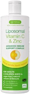 Liposomal Vitamin C 1000mg & Zinc - Liquid Immune Support, with Copper & Selenium, Adults & Kids, 30-90 Servings, by Igennus