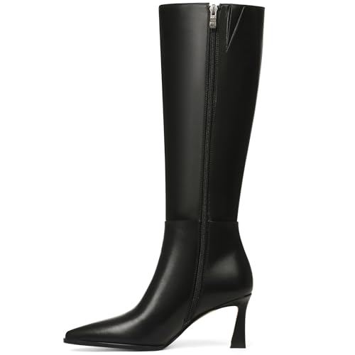 Trending Now! Best Knee High Boots for Wide Calves: 13 Comfortable Options for Women Over 50 15 Celbreez Knee High Boots Black Boots for Women Kitten Heel Tall Boots for Women Pointed Toe Wide Calf Leather Boots Side Zipper Comfort Dress Shoes 2025 Fall Boots