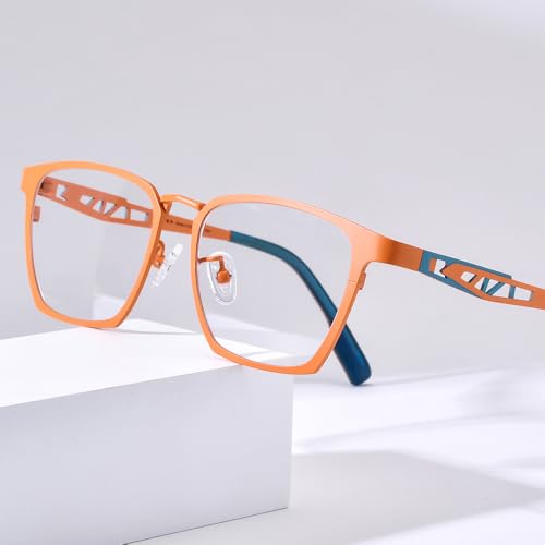 Image of FONEX Pure Titanium Glasses Frame Men Square Magnet Clip On Eyeglasses with Polarized Lens