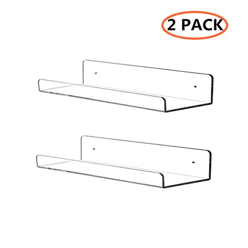 CY craft Acrylic Floating Bookshelf 15 Inch,Clear Invisible Wall Bookshelves Ledge Book Shelf