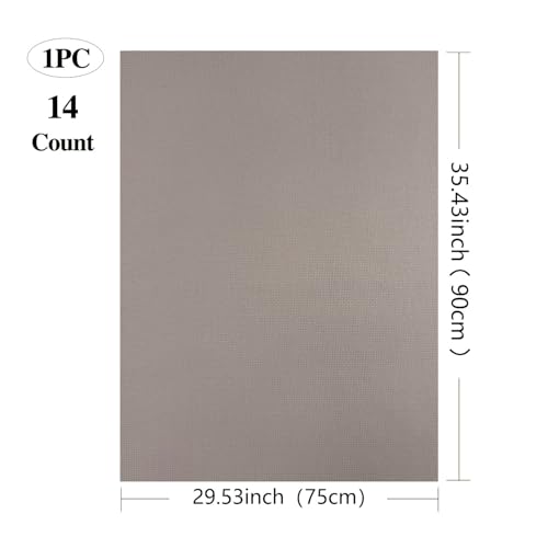 Image of 14CT Aida Cloth - 30x35 Inch Cross Stitch Fabric for Embroidery, Pre-Cut Needlework Material, Acid-Free, Durable Weave(Light Coffee Color)