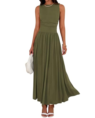 Comfortable Maxi Dresses Flowy Sleeveless Vacation 14 comfortable maxi dresses - army green
