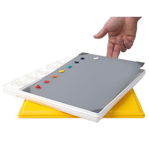 New Wave POSH Glass Artist Palette & Masterson Sta-Wet Painter’s Pal 9"x12" Set - Tempered Glass Palette for Painting & Sta-Wet Palette to Keep Paint Fresh - Made in USA (Grey)