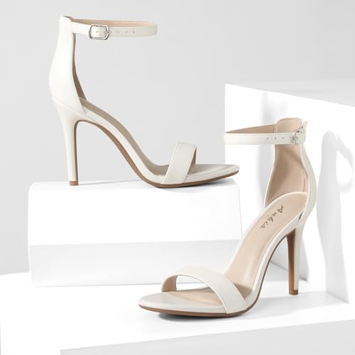 Image of Ankis High Heels for Women 4 Inches, Black Nude Gold Stiletto Heels Open Toe Ankle Strap Heeled Sandals for Dressy Wedding Party