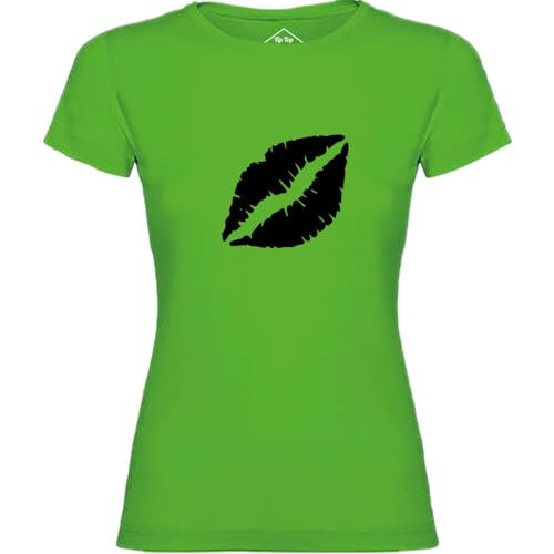 T-Shirt Femme Kiss Vert Anti-Déformation Coupe Fluide Vetement Leger