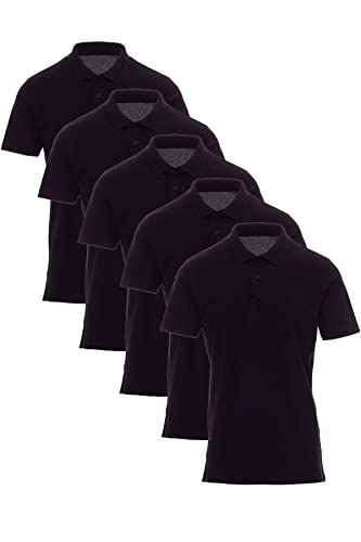 Mivaro 5er Pack Poloshirts Herren Basic Polo Shirt Kurzarm atmungsaktiv, Größe:L, Farbe:5er Pack Schwarz
