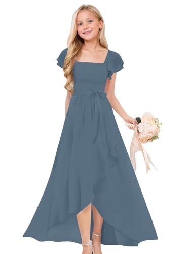 Maxianever Junior Bridesmaid Dresses for Teen Girls Chiffon Flower Girl Dress for Wedding Party Pageant Gowns4