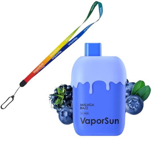 VAPORSUN, Pack 3 Vaper Sin Nicotina + Lanyard, 10.000 Caladas, Vaper Recargable Tipo C, Vaporizador Sin Líquido, Disponible en 10 Sabores