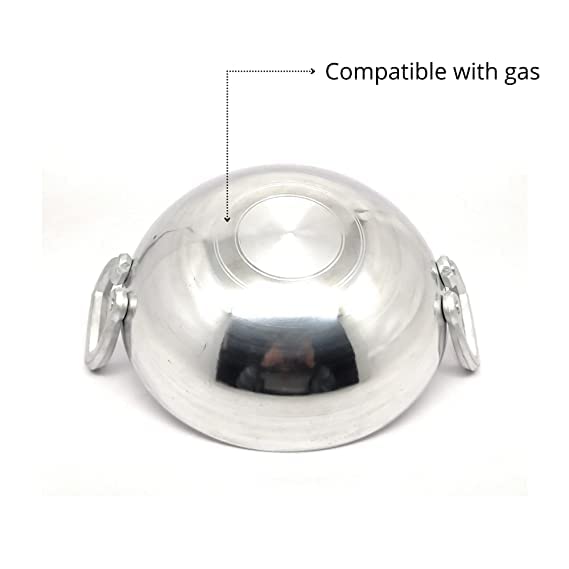 Image of Aluminium Mini Kadhai Wok for Deep Frying, Sauteing, Tempering Multi - Purpose for Home, Kitchen, Restaurant (6.5 Inch Dia)