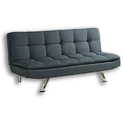 Home Detail Modern Fabric 3 Seat Sofa Bed with Chrome Legs in Choice of Five Stylish Colours (Charcoal) Cover